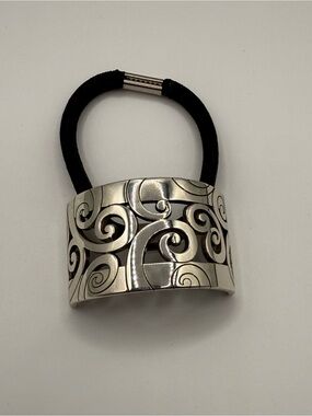 Brighton Silver Tone Scroll Hair Tie Ponytail Holder Used Once